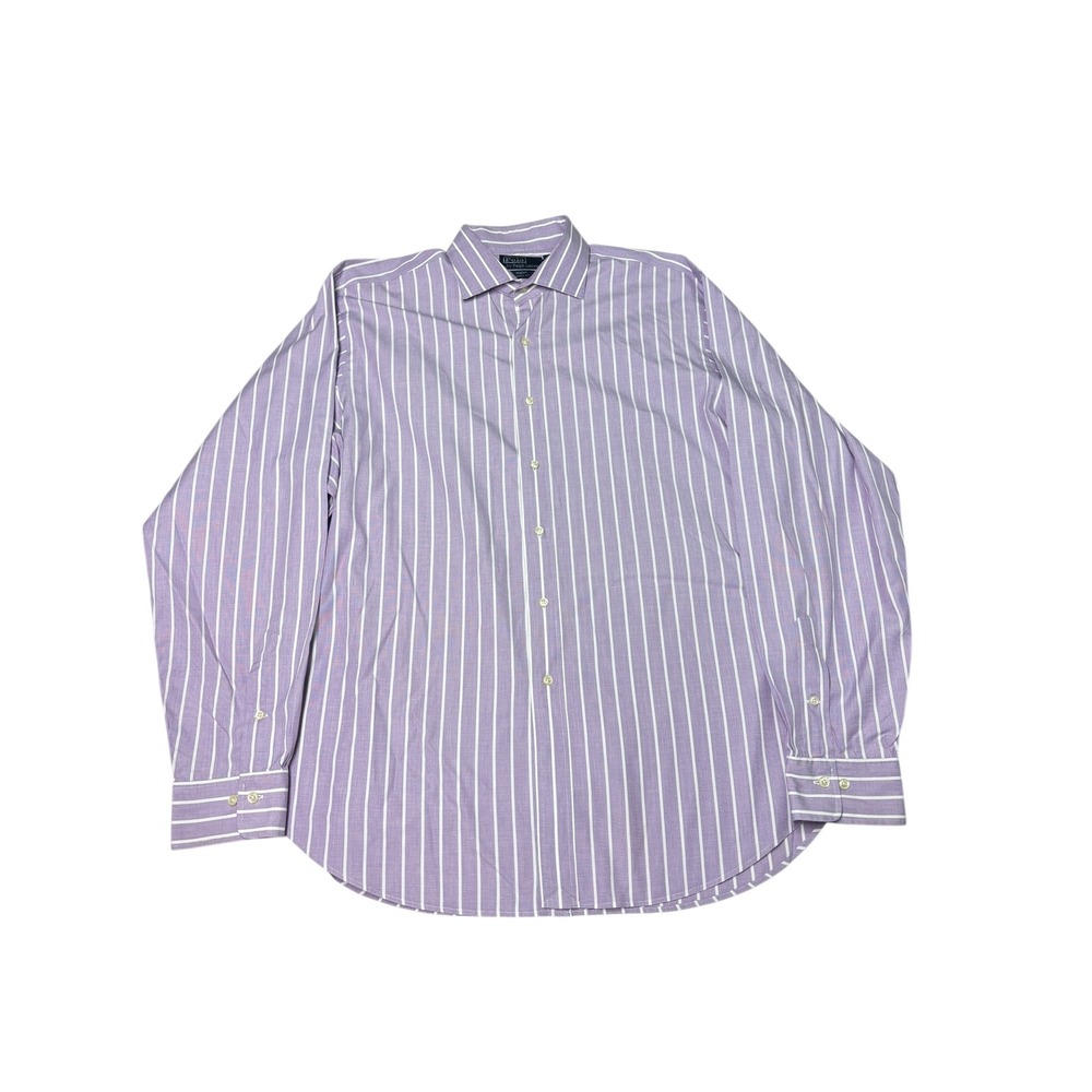 Polo by Ralph Lauren Men's Purple Striped Regent Classic Fit Dress Shirt XL